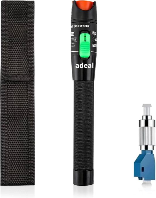 Kit Testeur Fibre Optique VFL - Localisateur de Défauts Visuels 30 km Stylo Lumineux Laser Fibre Optique 30mW, avec Adaptateur Monomode 9/125 um FC Mâle vers LC Femelle.